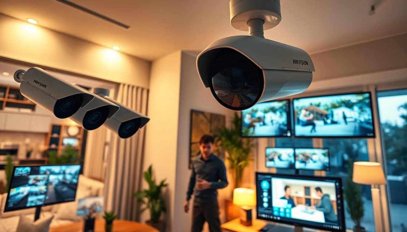 Cámaras Hikvision de alta tecnología instaladas para una seguridad mejorada en hogares y negocios, que muestran soluciones modernas de vigilancia.