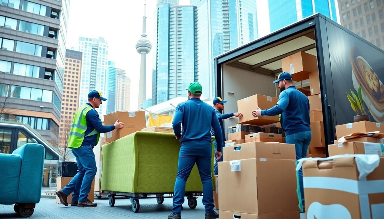 Efficient team providing Toronto moving services while loading furniture into a truck.