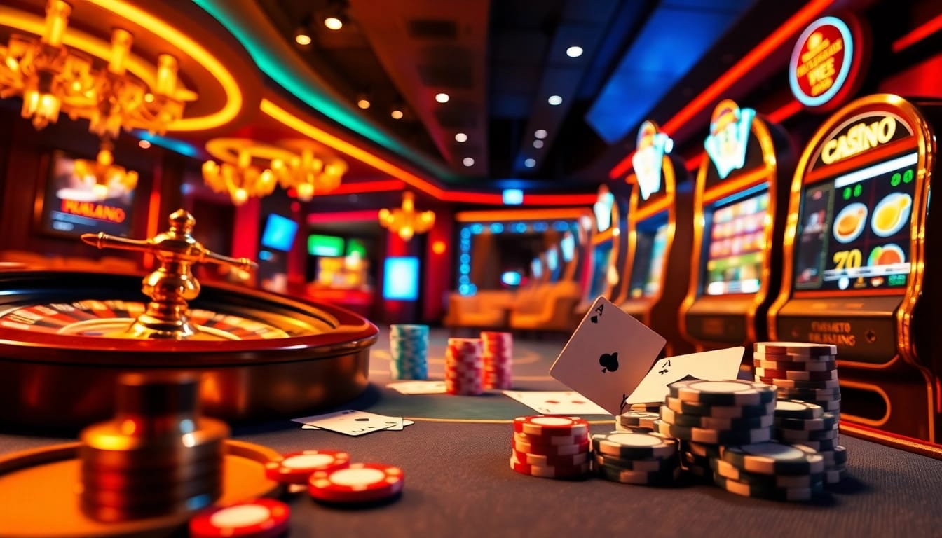 Découvrez l'excitation du casino en ligne Français 2026 avec des jetons de poker vibrants et une roulette.
