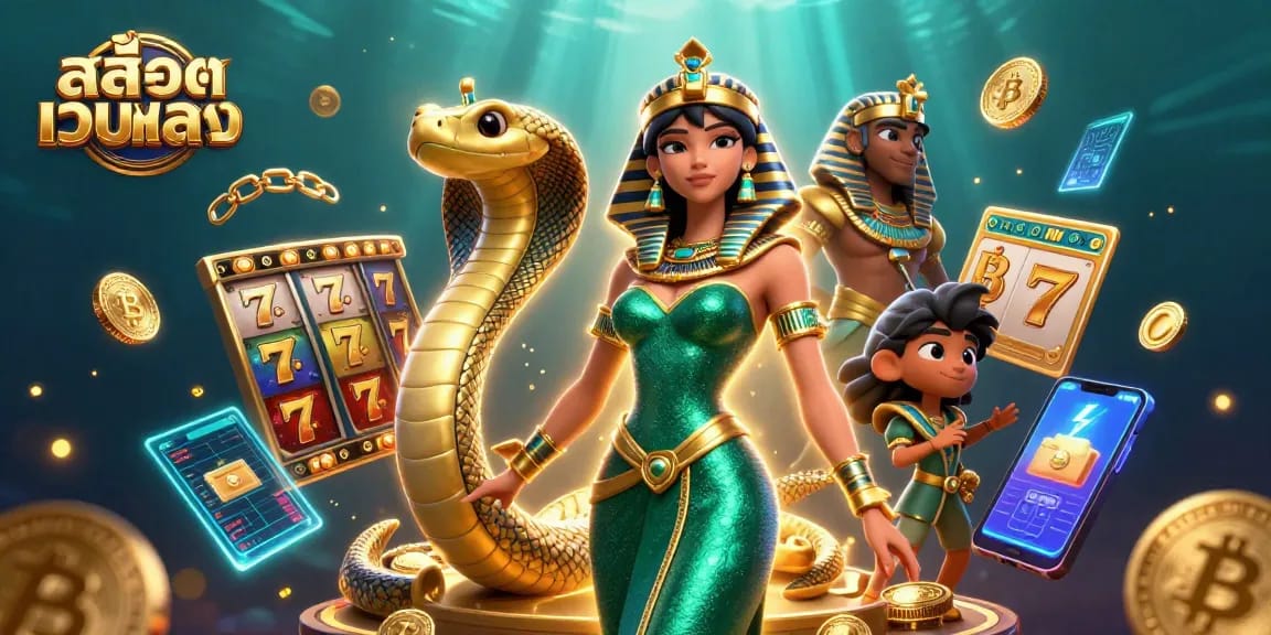 Play สล็อตเว็บตรง with exciting game elements in a shimmering 3D casino scene.