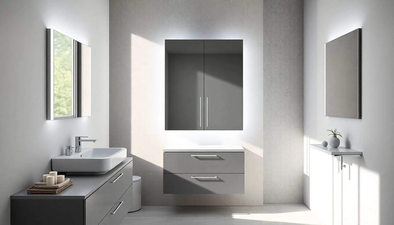Erleben Sie den sonni Spiegelschrank mit modernem Design und LED-Beleuchtung.