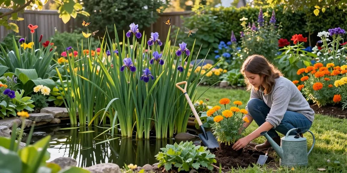 Buy Marginal Pond Plants by planting vibrant aquatic flora in a serene garden setting.