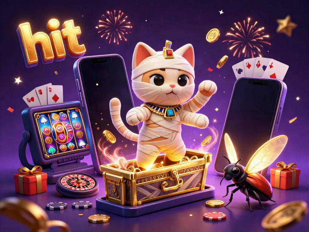 Experience the thrill of hitting jackpots with the vibrant mummy cat in a casino atmosphere.