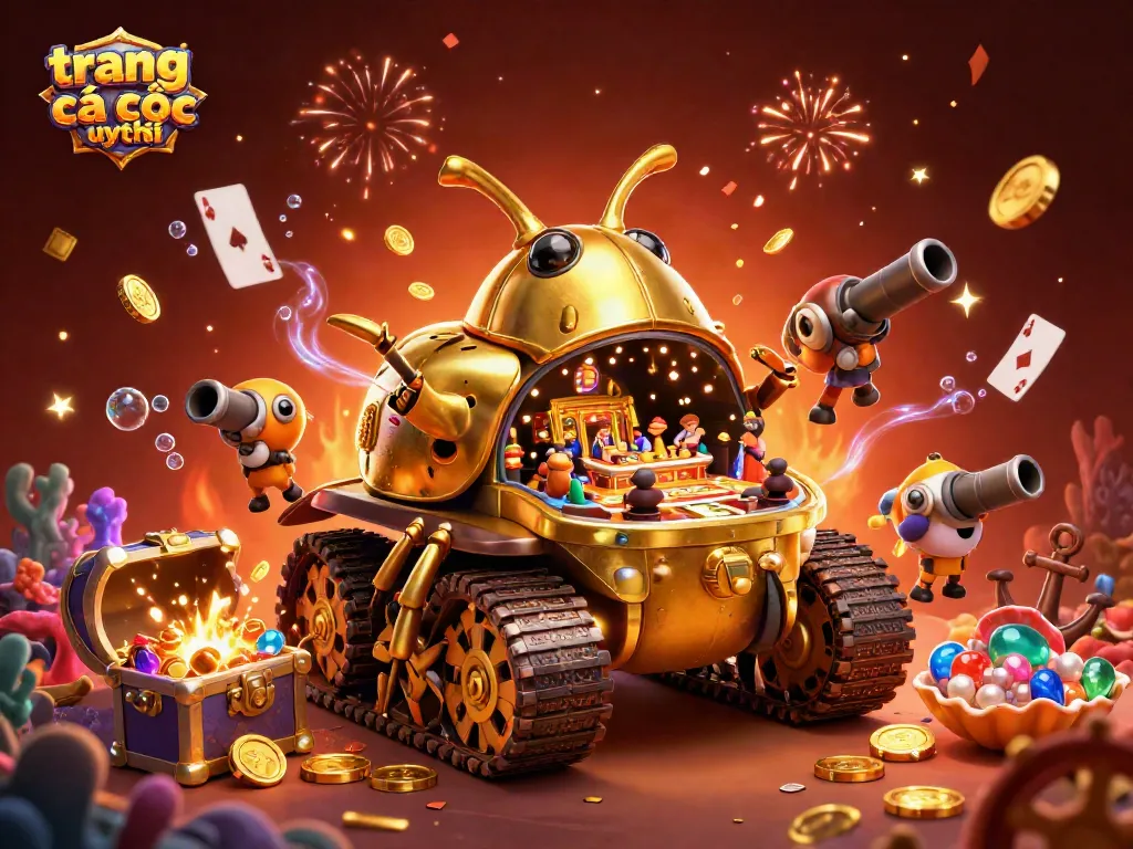 Khám phá trang cá cược uy tín với hình ảnh sôi động và chi tiết của casino mini bên trong xe tăng bọ vàng.