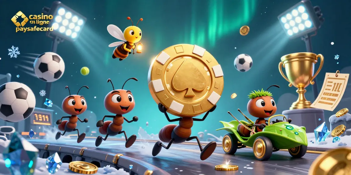 Jouez au casino en ligne paysafecard avec des personnages animés dans une scène dynamique et ludique.