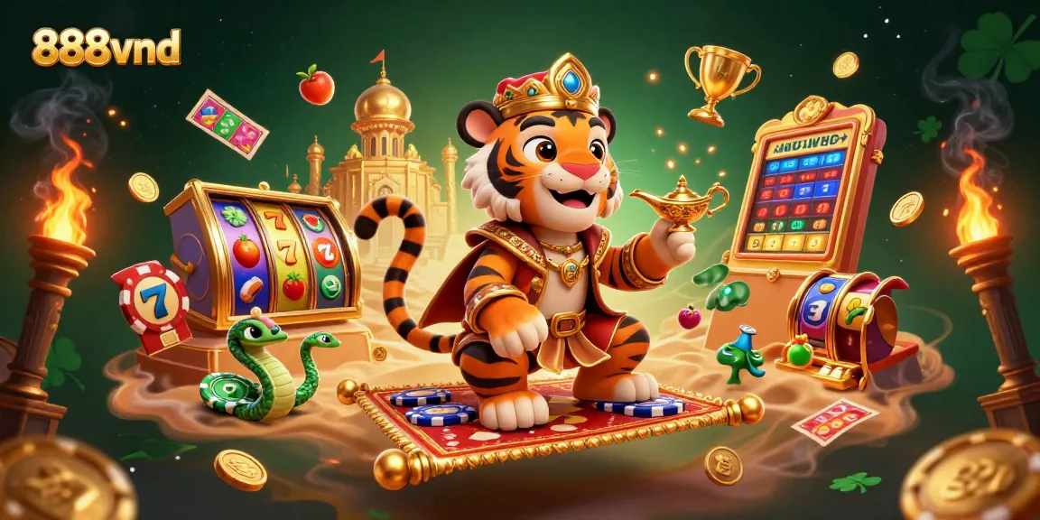 Engage with 888vnd's immersive platform showcasing a vibrant Arabian Nights casino scene.