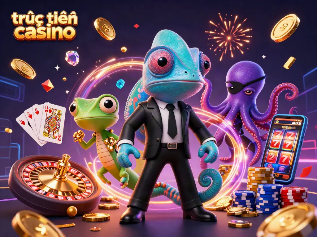 Chơi thử game tại sòng bạc trực tuyến casino với chameleon điệp viên và bạn hữu.