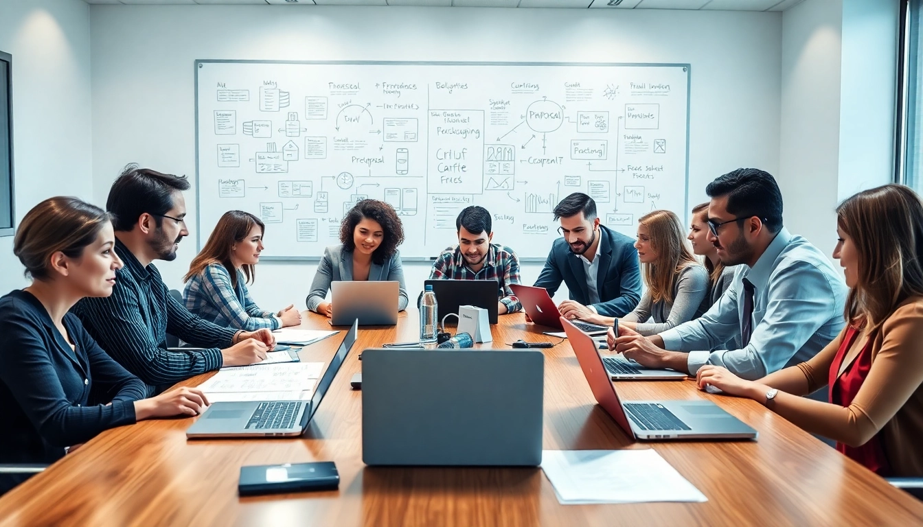 Team engaged in Proposal Writing and Management at a conference table.