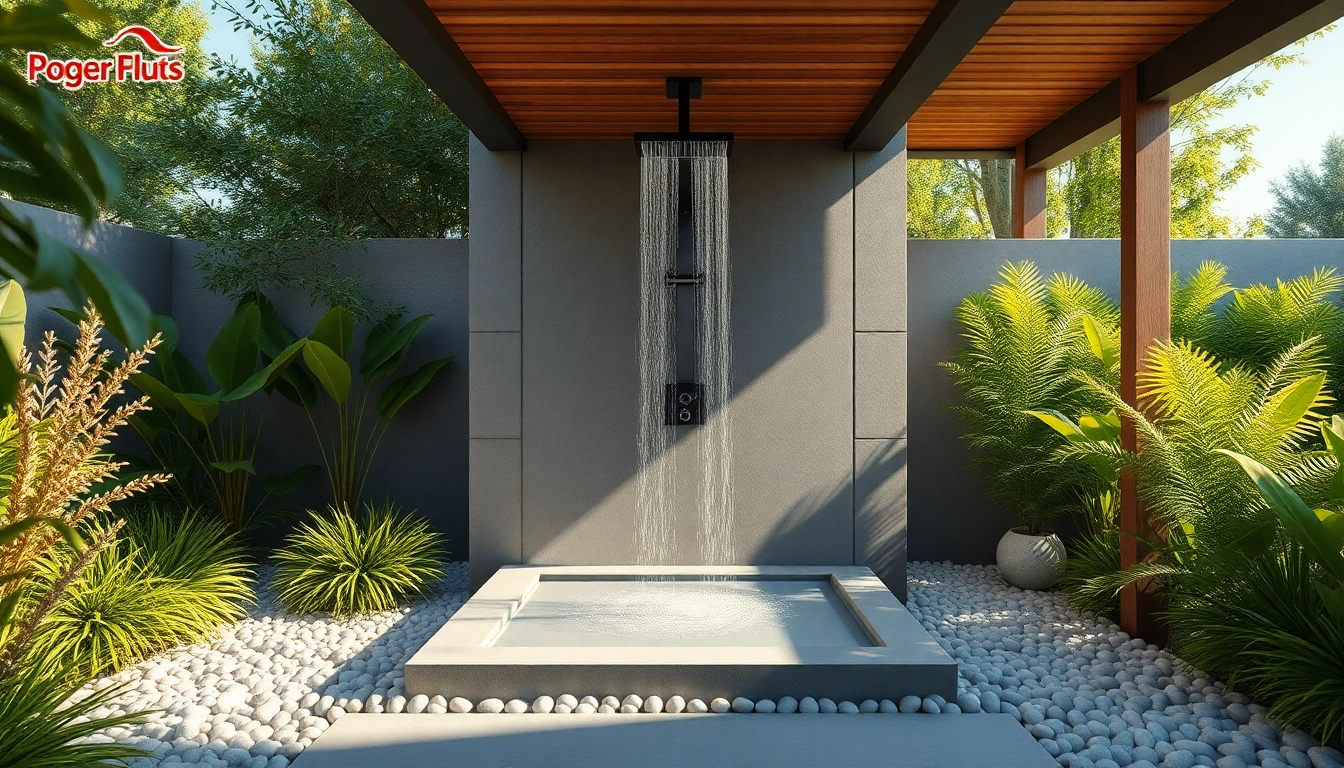 Experience luxury with a sunny shower usa inc modern outdoor shower surrounded by lush nature.