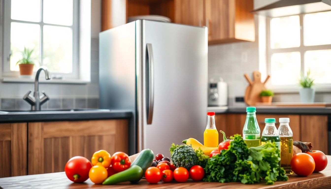 Featuring an affordable mini fridge and freezer in a cozy kitchen setting with fresh produce.