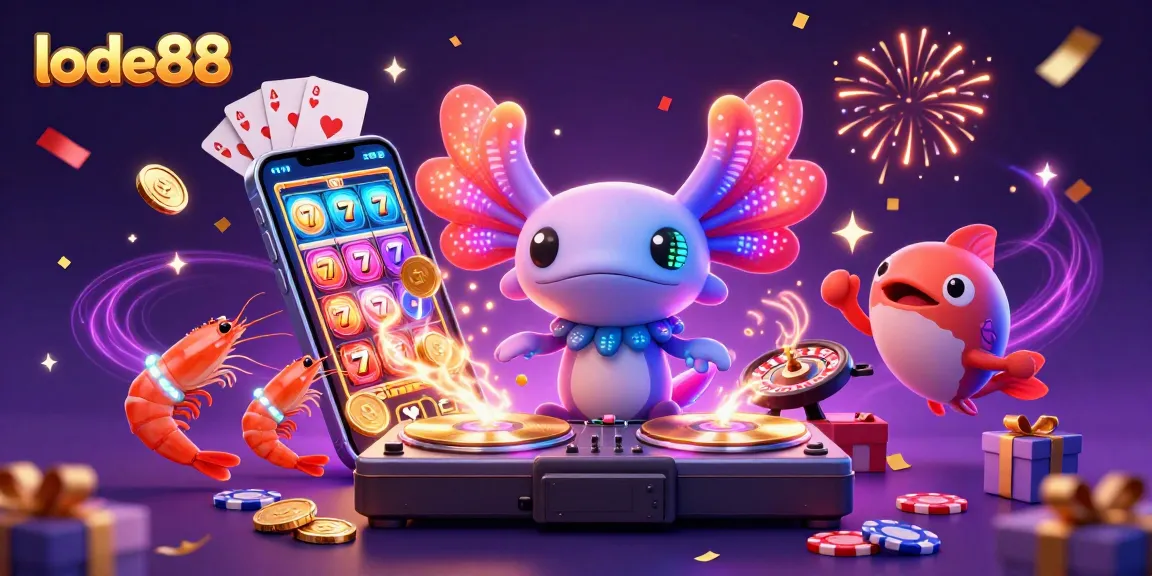 Experience lode88's fun with a vibrant underwater DJ scene featuring animated casino elements.