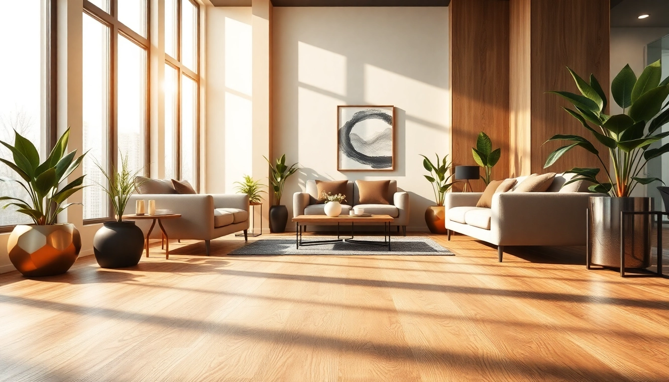 Experience luxury vinyl flooring in a modern interior featuring warm tones and inviting decor.