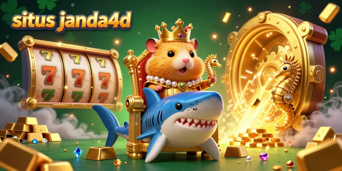 Melihat situs janda4d dengan ilustrasi 3D menarik dari raja hamster emas di singgasana gigi megalodon, di tengah suasana kasino yang seru.