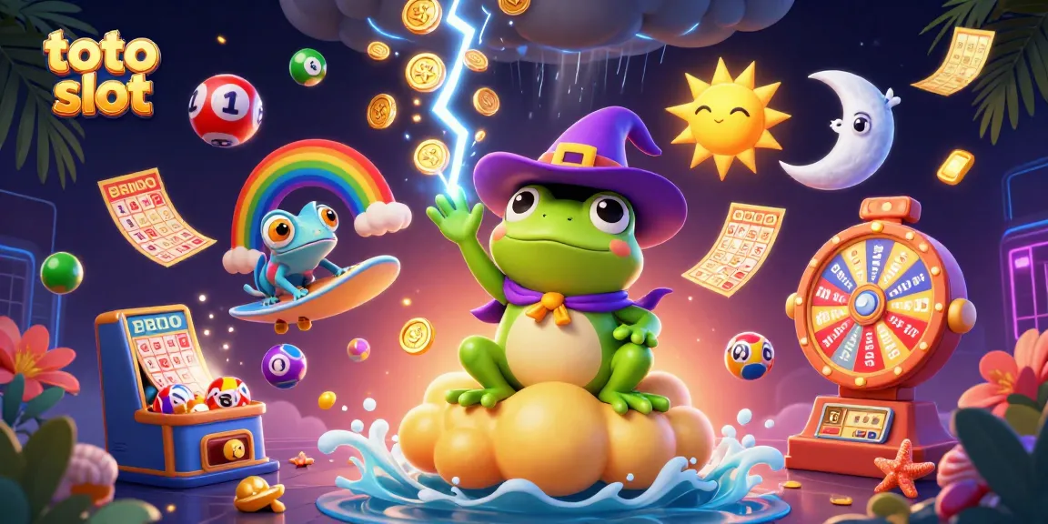Engage with the toto slot experience surrounded by vibrant casino elements in a magical scene.