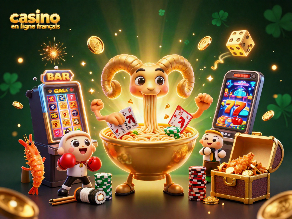 Jouez avec style au casino en ligne français grâce à cette illustration colorée et dynamique.