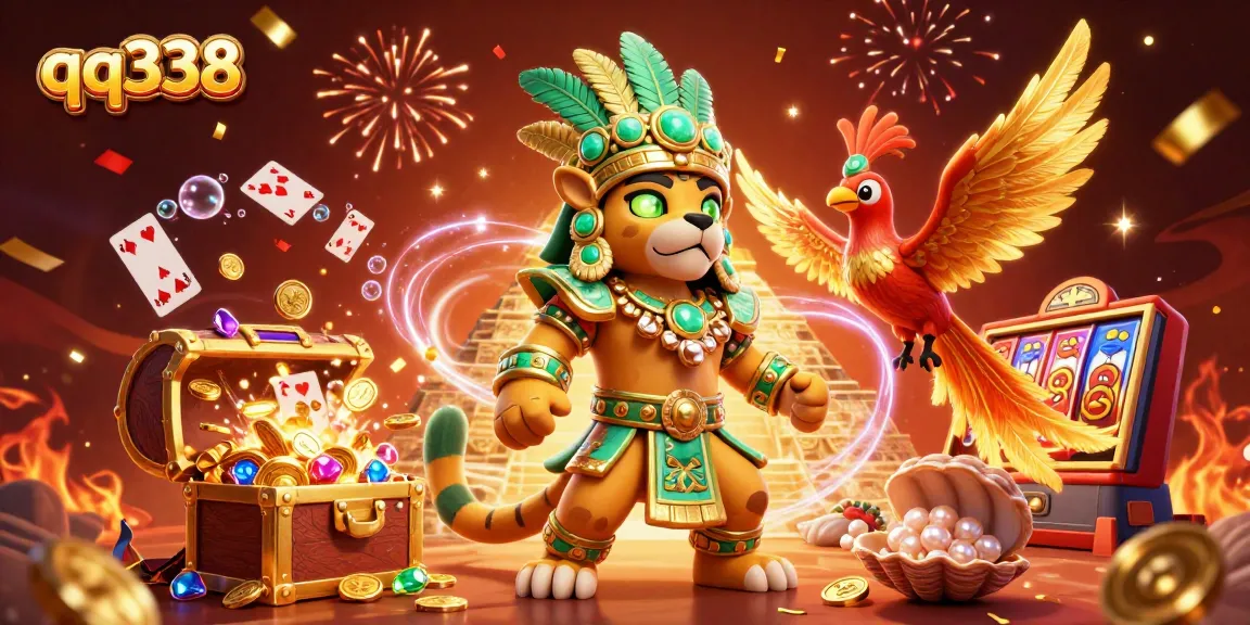qq338 players enjoying immersive gaming with golden jackpots and vibrant slot machines in a festive atmosphere