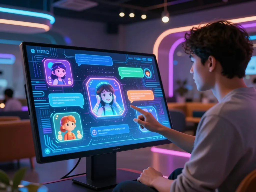 Engaging AI chat porn experience showcasing user interaction with vibrant chatbot avatars and digital dialogues.