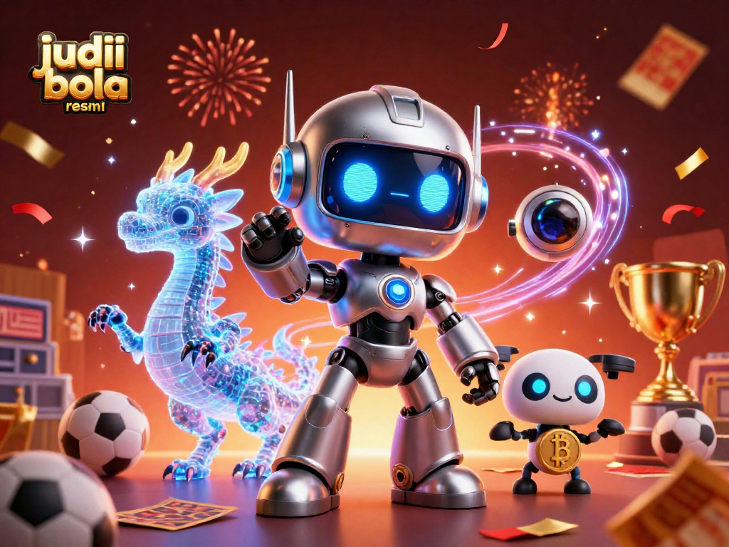 Watch judi bola resmi expert mascot celebrate sports betting victories with a vibrant backdrop and engaging elements.