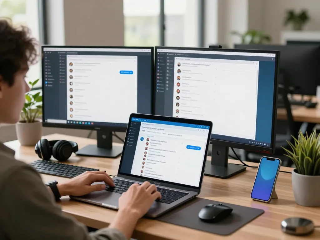 Engaging with the Telegram 中文 app on a MacBook Pro in a modern workspace.