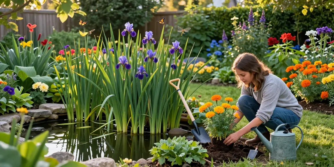 Buy Marginal Pond Plants by planting vibrant aquatic flora in a serene garden setting.