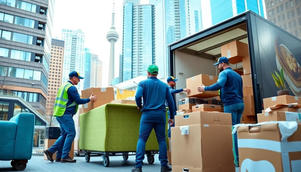 Efficient team providing Toronto moving services while loading furniture into a truck.