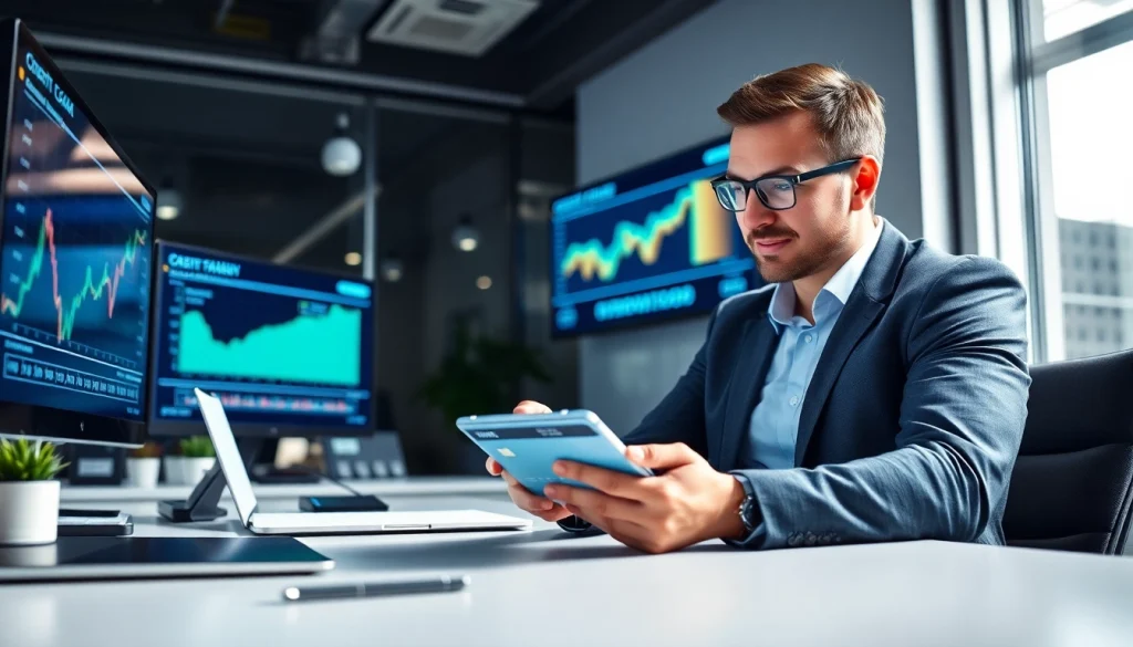 카드현금화 전략을 검토하는 전문 금융 상담가의 모습