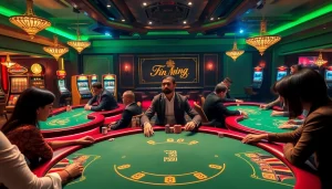 Players enjoying an exciting poker game at ev88.claims' luxurious casino.