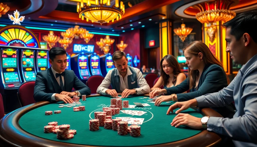 Experience excitement at onicplay's luxurious casino table with colorful chips and cards.