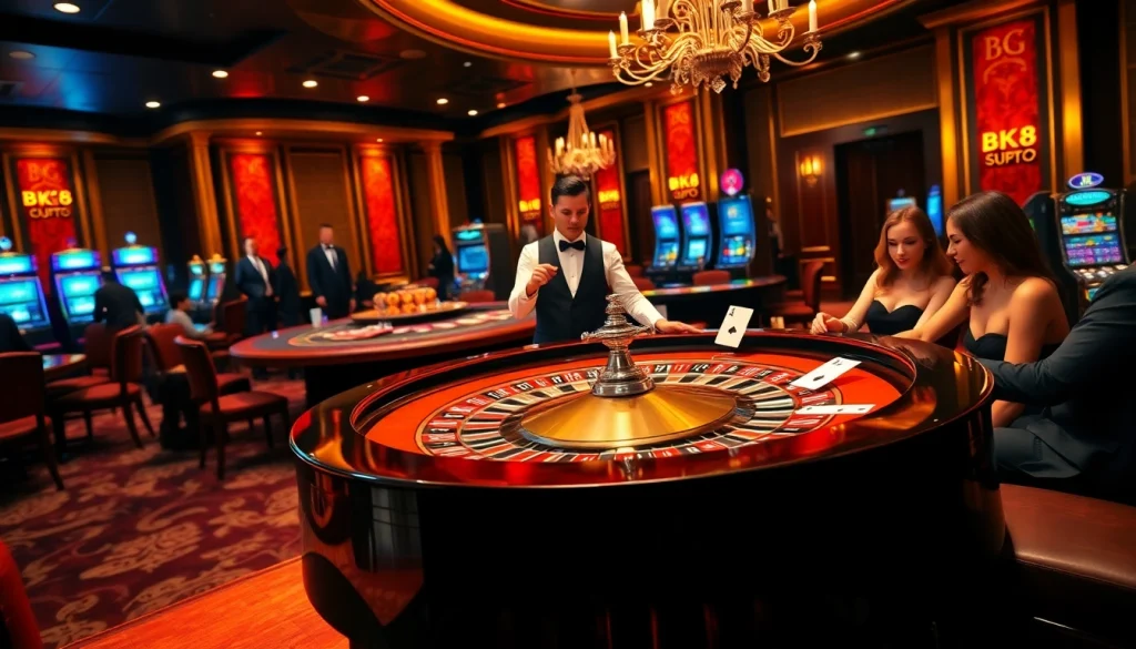 Experience the luxury of BK8 เว็บตรง at a vibrant casino table with engaging players and elite gaming.