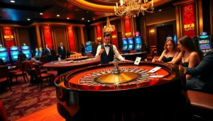 Experience the luxury of BK8 เว็บตรง at a vibrant casino table with engaging players and elite gaming.